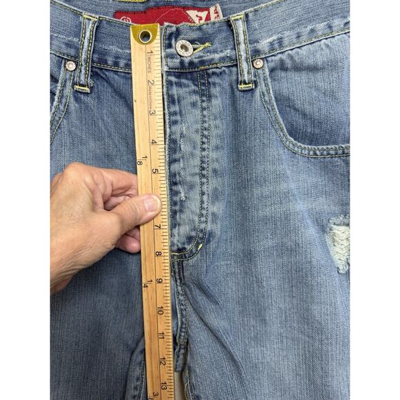 Y2K Guess Jeans Men Straight Leg Sz 36x32 Modele Distressed Button Fly Grunge - Picture 9 of 16